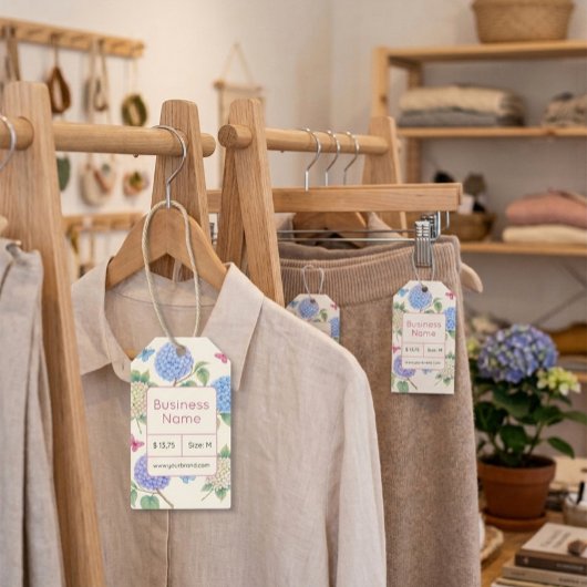 Élégante étiquette de prix Hydrangea avec code QR