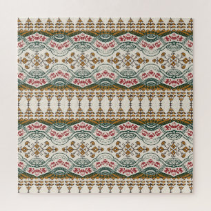 Elegante Etnische Bloemen Boho Grens Legpuzzel