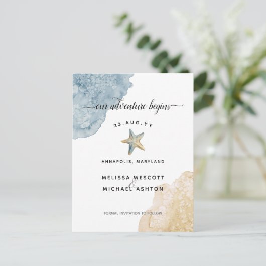 Élégante étoile de mer aquarelle carte de sauvegar (Debout devant)