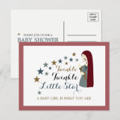 Élégante Étoiles en chute, Invitation Baby shower  (Devant / Derrière)