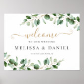 Elégante Eucalyptus Affiche de bienvenue Mariage (Devant)