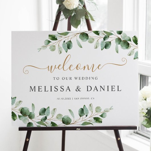 Elégante Eucalyptus Affiche de bienvenue Mariage