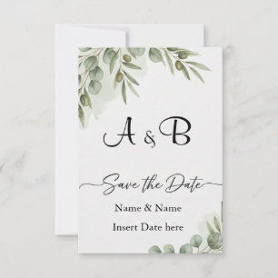 Elegante Eucalyptus Aquarel "Save the Date" Mono Save The Date