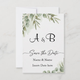 Elegante Eucalyptus Aquarel "Save the Date" Mono Save The Date