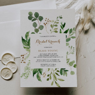 Elegante Eucalyptus Blad Groen Bruidsbrunch Kaart