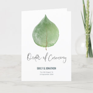 Elegante Eucalyptus Blad Orde Ceremonie Bruiloft Programma