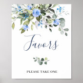 Elegante Eucalyptus Blauwe Rozen Bloemige Favoriet Poster (Voorkant)
