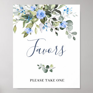Elegante Eucalyptus Blauwe Rozen Bloemstuk Favorie Poster