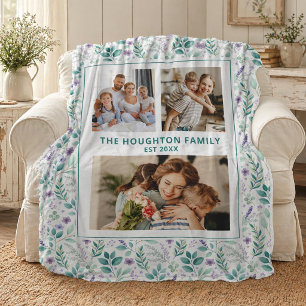 Elegante Eucalyptus Bloemige Familie Fotocollage Fleece Deken