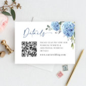 Elegante Eucalyptus Blue Hydrangea bruiloft detail Informatiekaartje