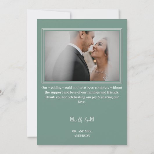 Elegante eucalyptus botanische fotobruiloft  bedankkaart (Achterkant)