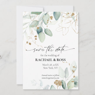 Elegante Eucalyptus Botanische Trouwkaart 'Save th Save The Date