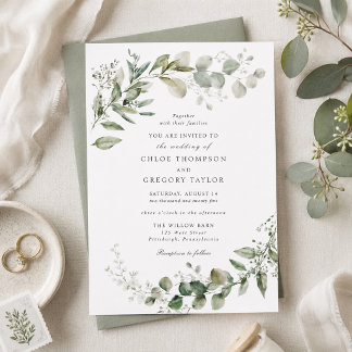 Elegante Eucalyptus Botanische Trouwuitnodiging Kaart