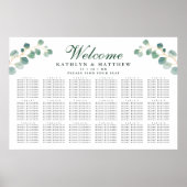 Elegante Eucalyptus Bruiloft 18 Tafel Zitplaatsen Poster (Voorkant)