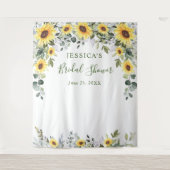 Elegante Eucalyptus Bruiloft Feest Fotobackdrop Wandkleed (Voorkant)