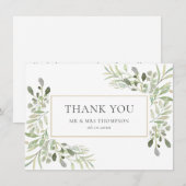 Elegante Eucalyptus bruiloft groen dank u Bedankkaart (Voorkant / Achterkant)