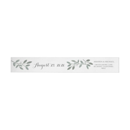 Elegante Eucalyptus Bruiloft Retouradres Wrap (Individueel)