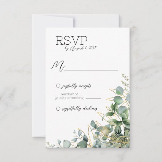 Elegante Eucalyptus bruiloft RSVP Kaart (Voorkant)