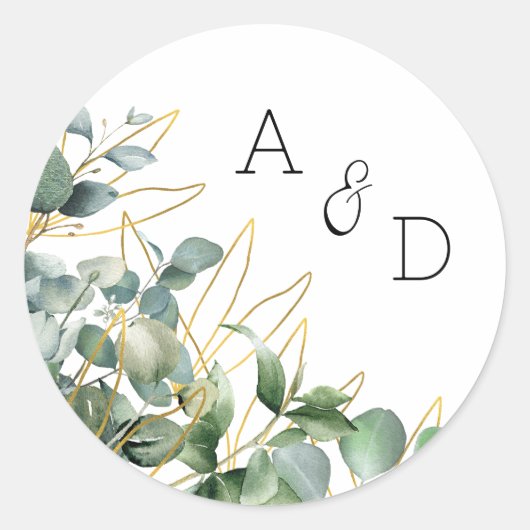 Elegante Eucalyptus bruiloft uitnodiging Sticker (Voorkant)