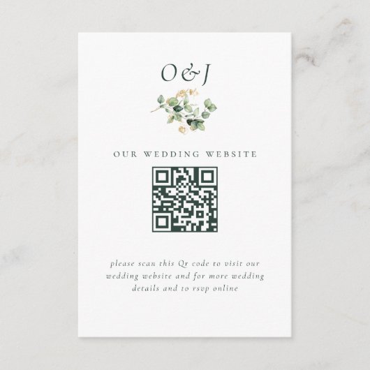 Elegante eucalyptus bruiloft website behuizing Kaa Informatiekaartje (Voorkant)