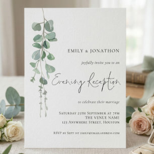 Elegante Eucalyptus Bruiloftsontvangst 's Avonds Kaart