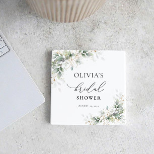 Elegante Eucalyptus Bruiloftsshower Onderzetters