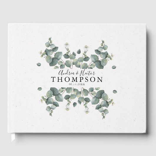 Elegante Eucalyptus Classic bruiloft Gastenboek (Voorkant)
