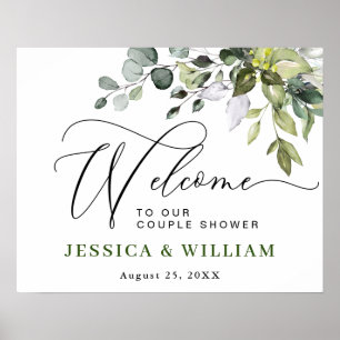 Elégante Eucalyptus COUPLE DOUCHE Affiche de bienv