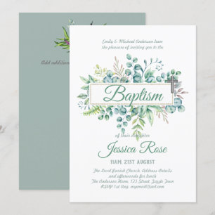 Elegante Eucalyptus Doop Christening Groene Decora Kaart