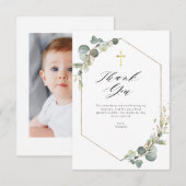 Elegante eucalyptus doop Dank u kaart (Voorkant / Achterkant)