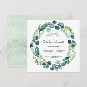 Elegante Eucalyptus Doop Uitnodiging