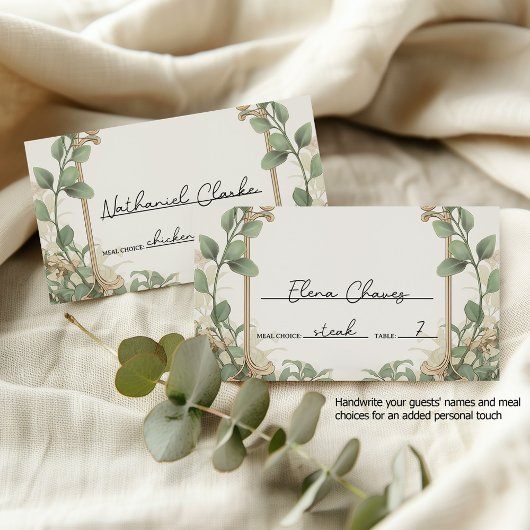 Elegante eucalyptus en gouden bloemenbruiloft