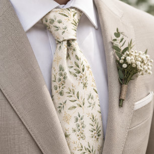 Elegante Eucalyptus en Gouden Traliewerk Botanisch Stropdas