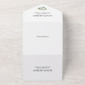 Elegante eucalyptus en witte bloemen bruiloft all in one uitnodiging (Buitenkant)