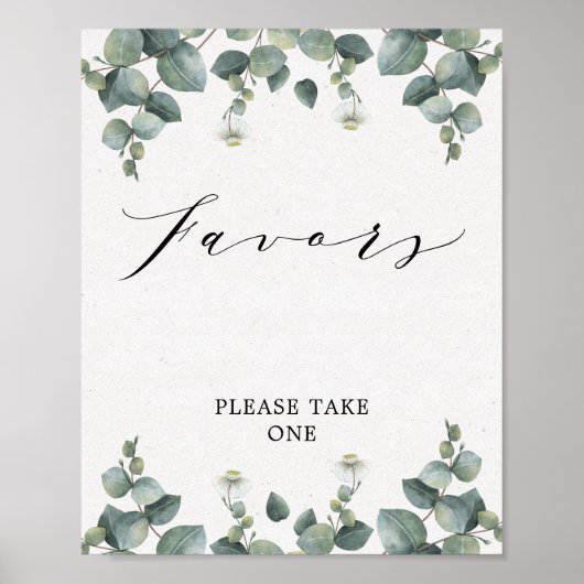 Elegante Eucalyptus Favor Sign Poster (Voorkant)
