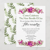 Elégante Eucalyptus Floral Baby shower invitation (Devant / Derrière)
