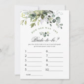 Elégante Eucalyptus Floral Fête des mariées Carte  (Devant)