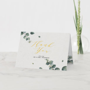 Elegante Eucalyptus Foto Bedankt Goud Folie Wenskaart