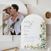 Elegante Eucalyptus Foto Bruiloft Save the Date Kaart