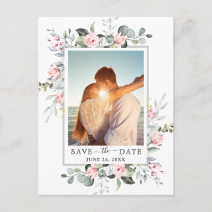 Elegante Eucalyptus FOTO Huwelijk Opslaan de Datum Briefkaart