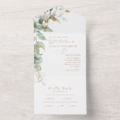 Elegante Eucalyptus Glam Beide Ouders Bruiloft All In One Uitnodiging (Binnen)