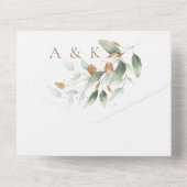 Elegante Eucalyptus Glam Beide Ouders Bruiloft All In One Uitnodiging (Achterkant)