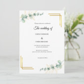 Elegante Eucalyptus Gouden Bruiloft  Kaart (Staand voorkant)