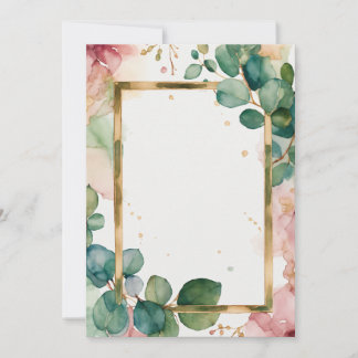 Elegante Eucalyptus & Gouden Geometrische Trouwuit Kaart