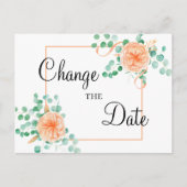Elegante Eucalyptus Green Peach Wijzig de datum Briefkaart (Voorkant)