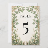 Elegante Eucalyptus Greenery Goud Tafelnummer (Voorkant)