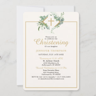 Elegante Eucalyptus Greenery Gouden Doop Kaart