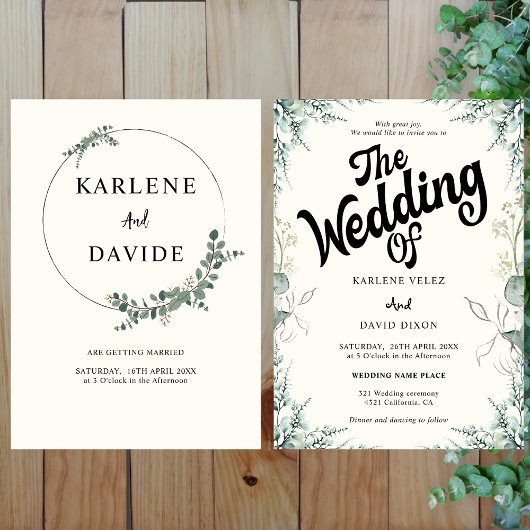 Elegante Eucalyptus Groen Blad Schrift Foto Kaart