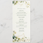 Elegante eucalyptus groen botanische ceremonie programma (Achterkant)