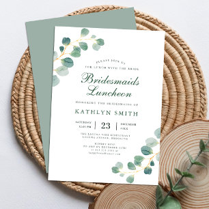 Elegante Eucalyptus groen bruidsmeisjes lunch Kaart